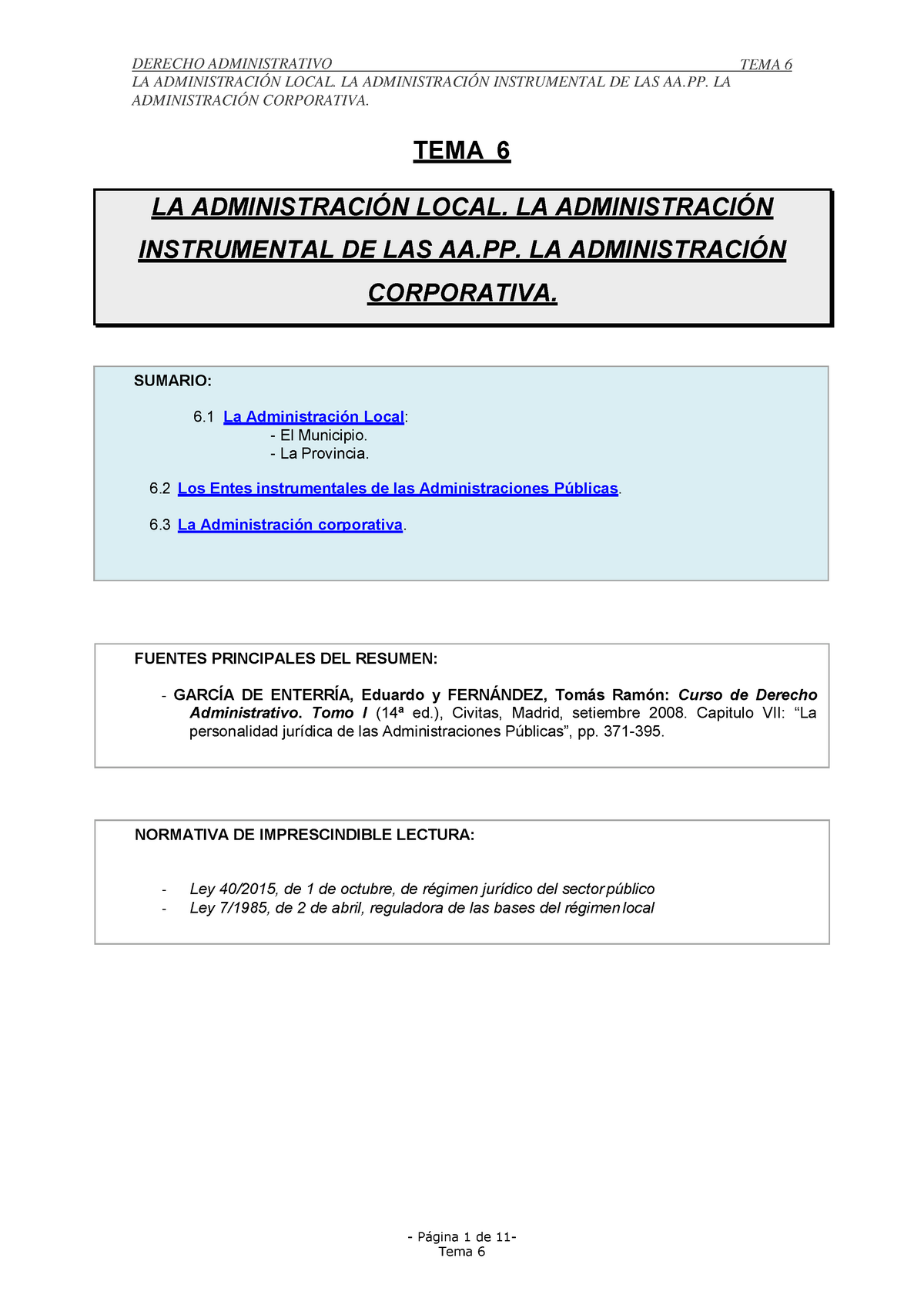 Tema 6- La Administración Local - LA ADMINISTRACIÓN LOCAL. LA ...