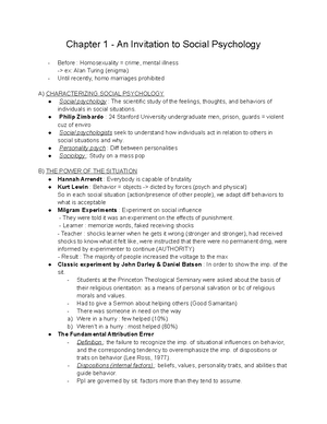 Social Psychology Chapter 8 Notes - Chapter 8: Group Processes 8 Why ...