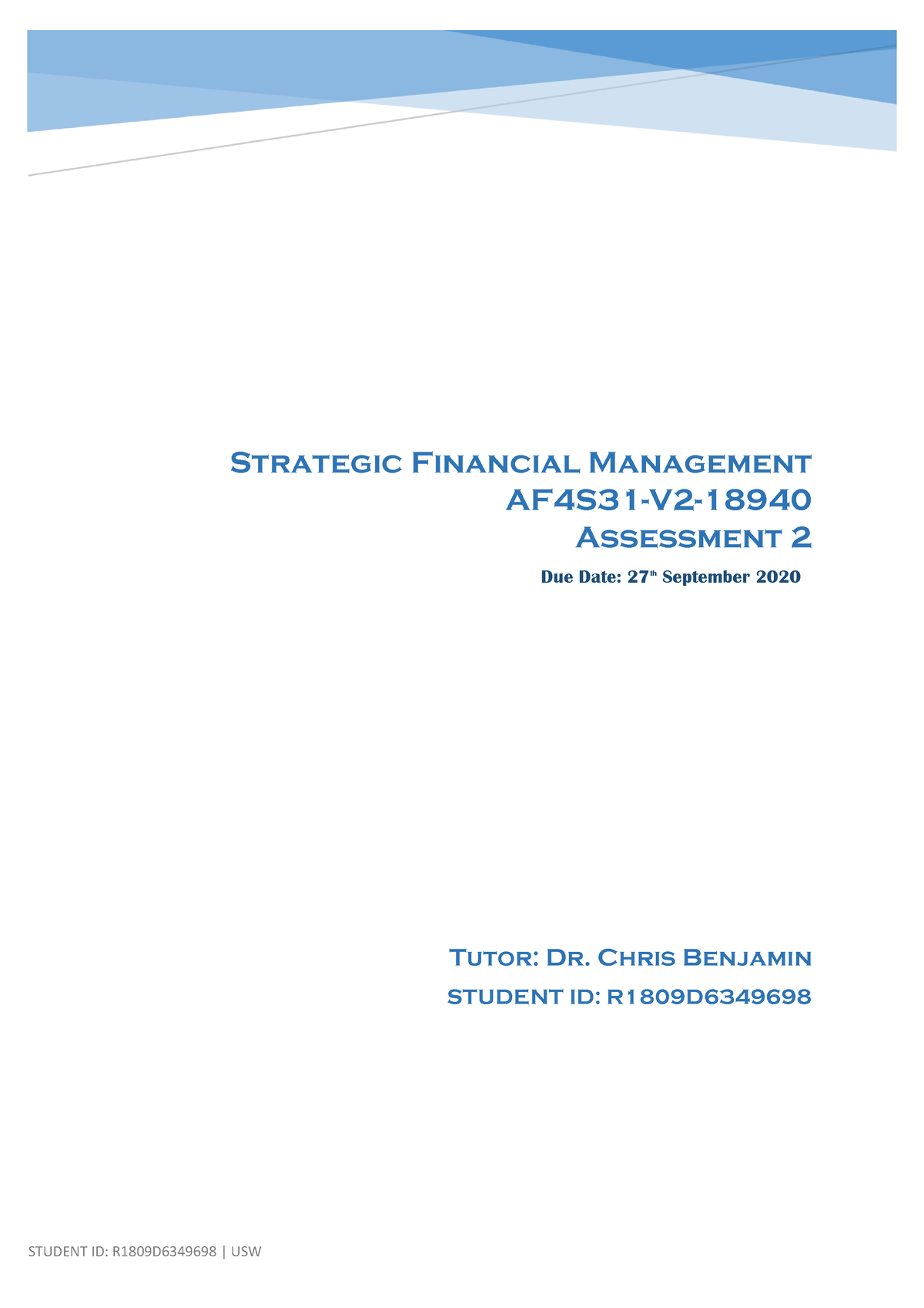 strategic financial management assignment 2