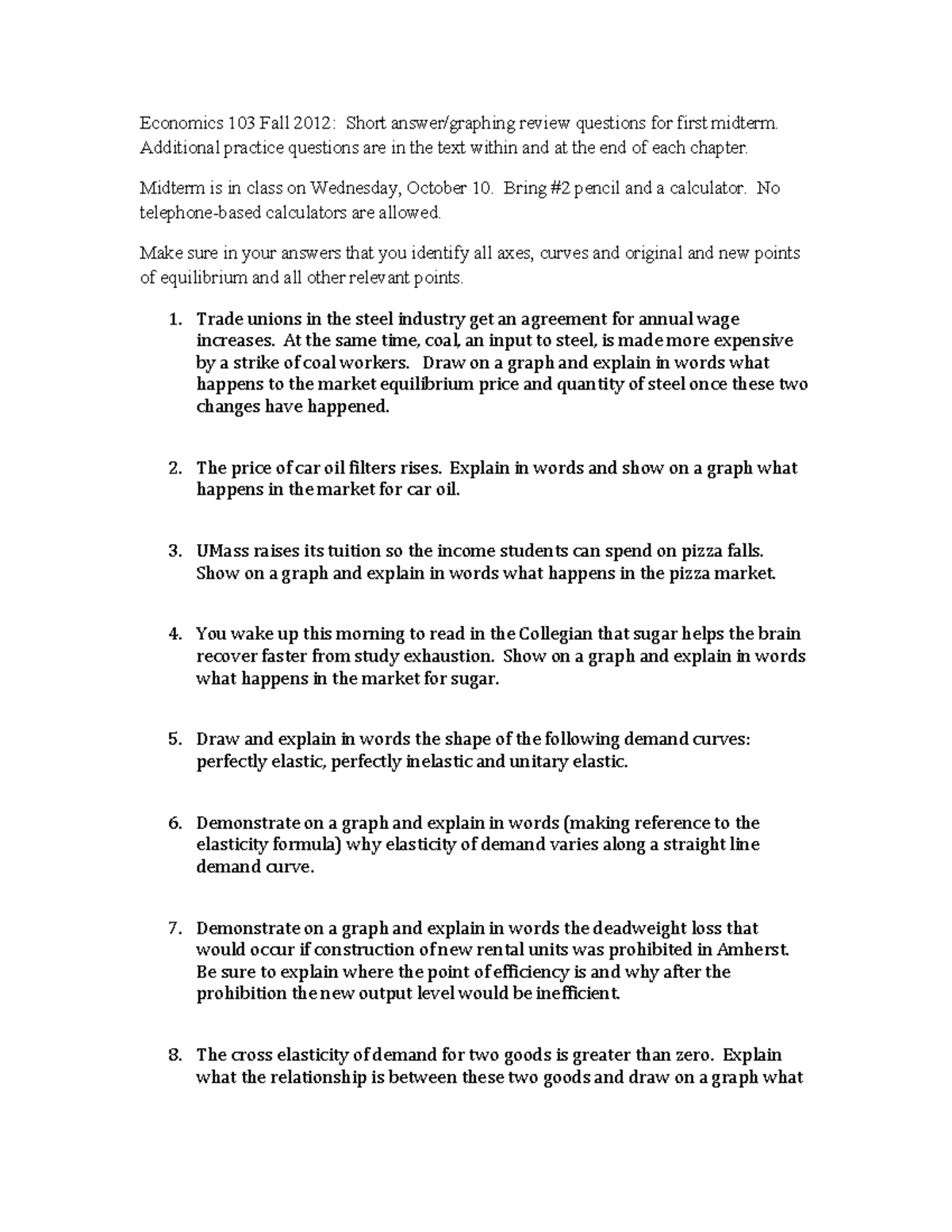 Midtermpractice test Midterm - Economics 103 Fall 2012: Short answer ...