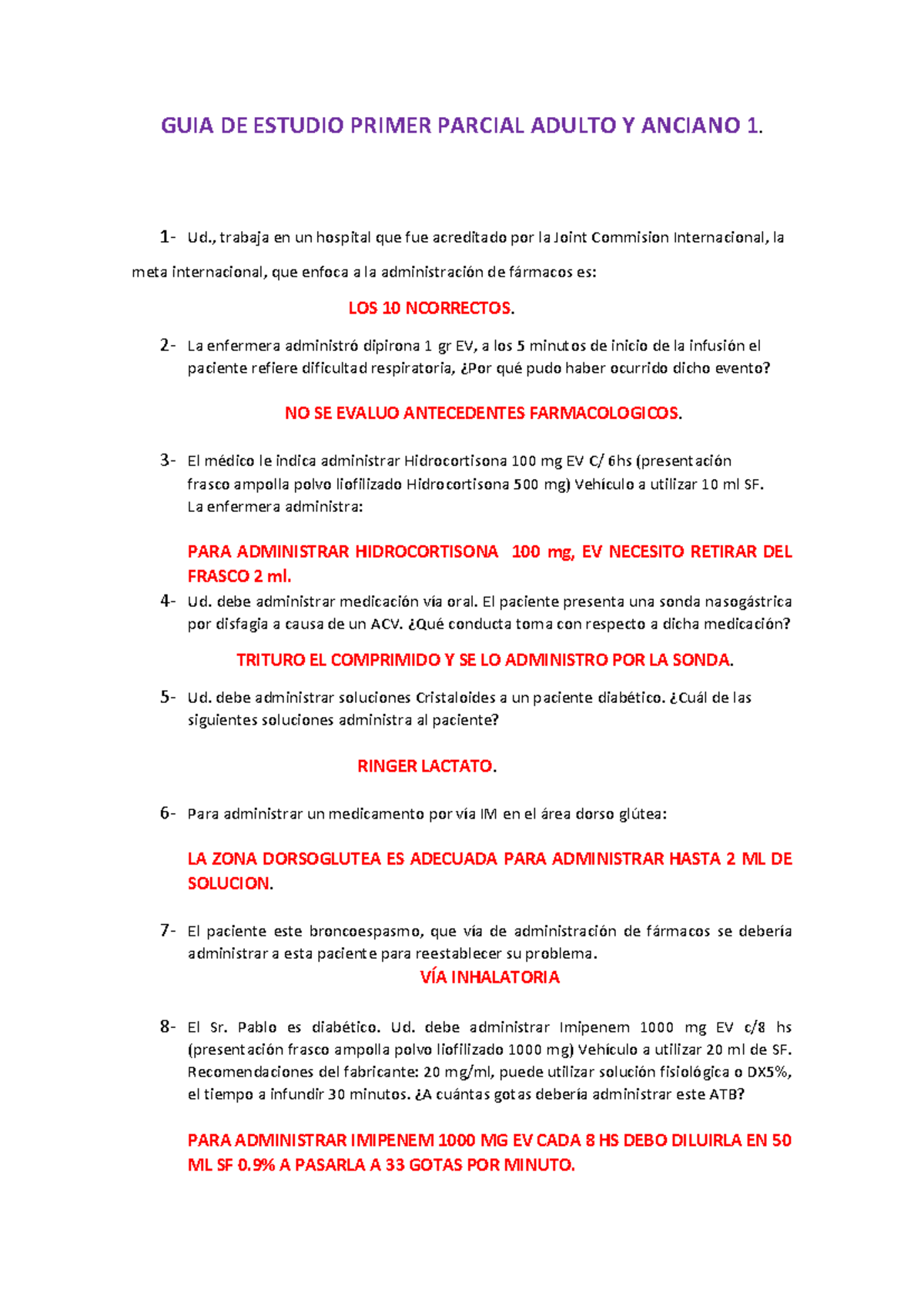 GUIA DE Estudio Primer Parcial Adulto Y Anciano 1 - GUIA DE ESTUDIO ...