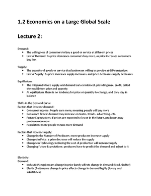 ECON 1001: Chapter 1 Notes (Week 1) - Chapter 1: Economics : The study ...