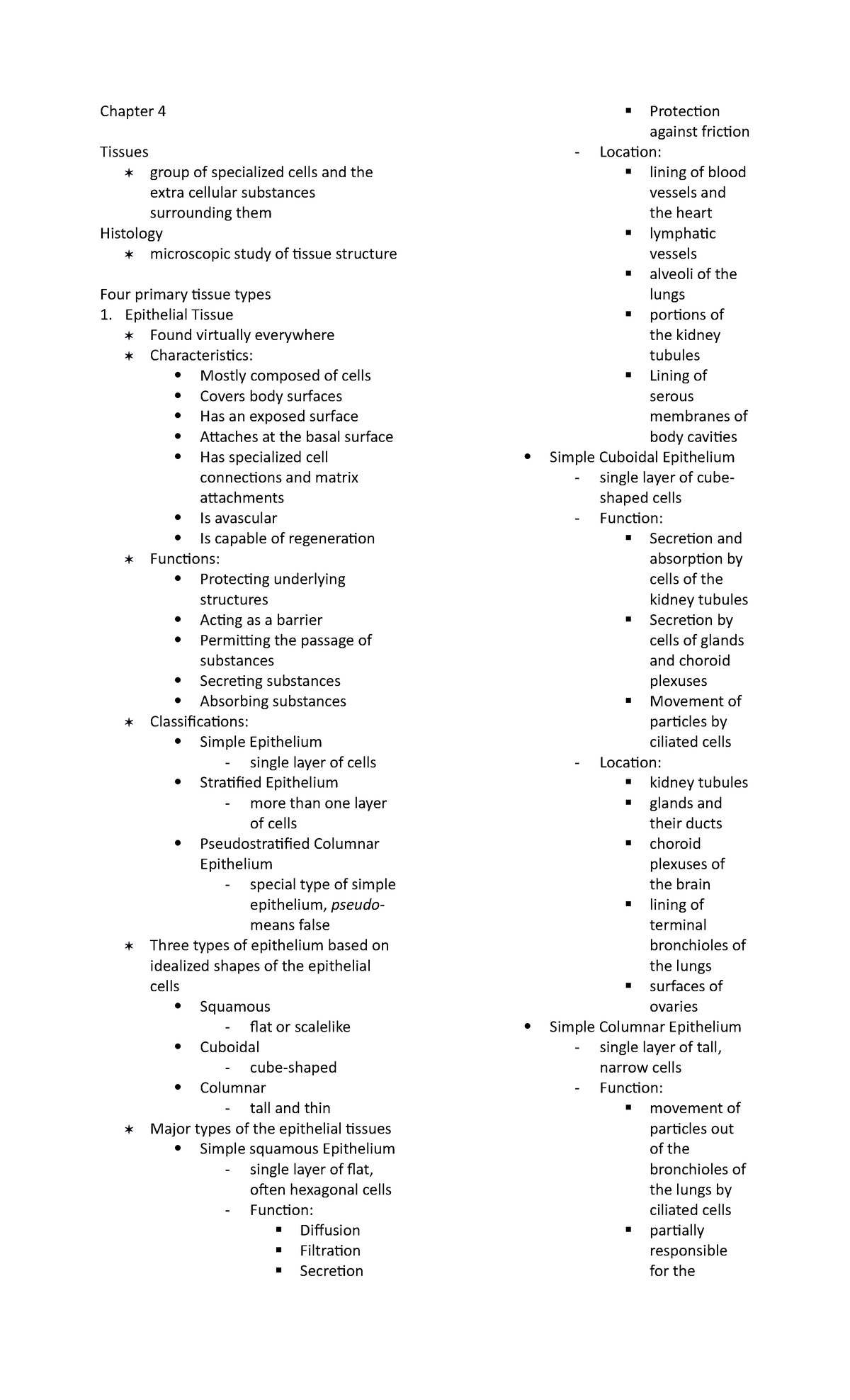 Chapter 4 Anaphy Reviewer - Chapter 4 Tissues * Group Of Specialized ...