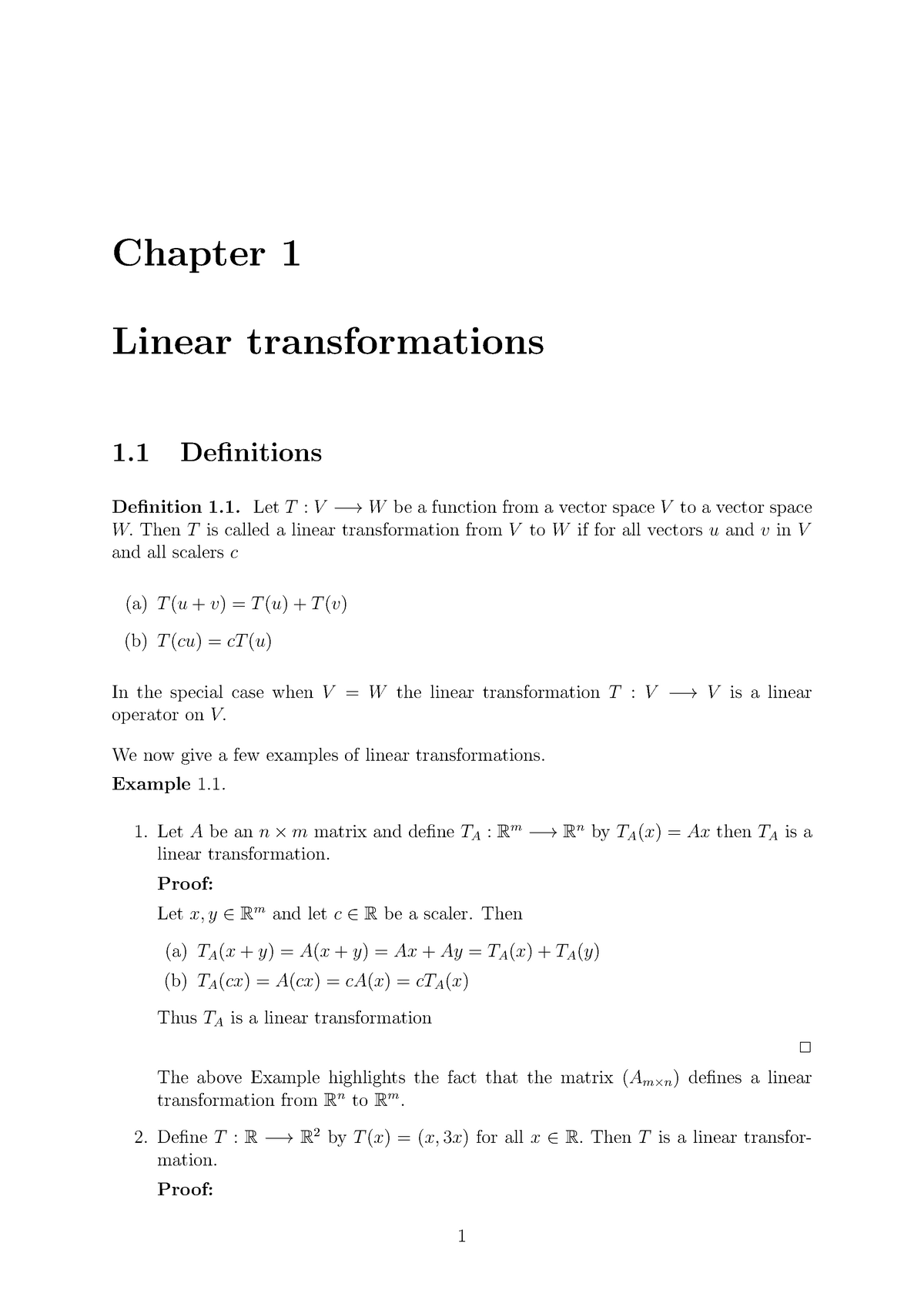 Linear Transformations - Linear Algebra - Studocu