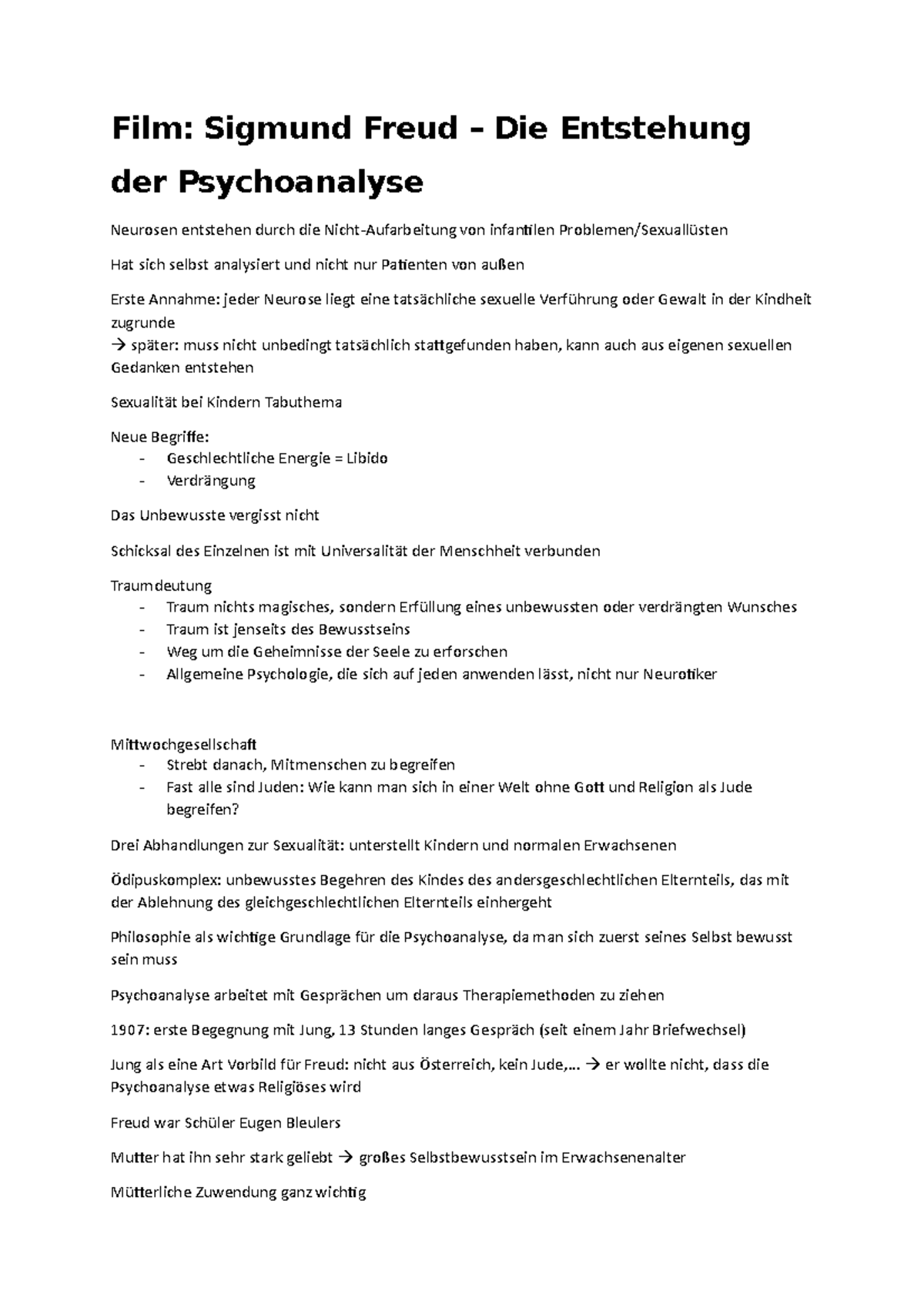Sigmund Freud Theorien Zusammenfassung Film - Zusammenfassung Film - Film: Sigmund Freud – Die Entstehung der