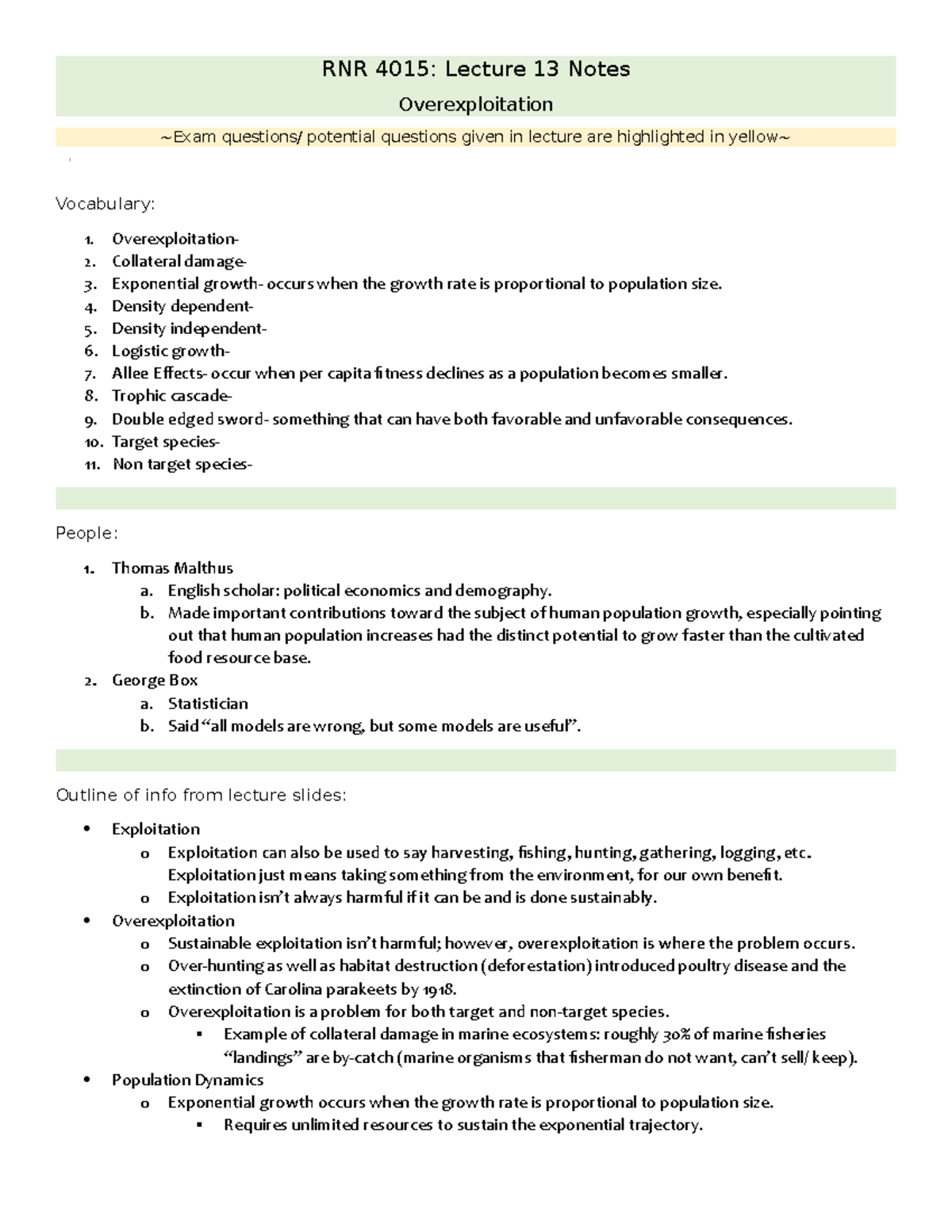 RNR 4015- Lecture 13 Notes - RNR 4015: Lecture 13 Notes ...