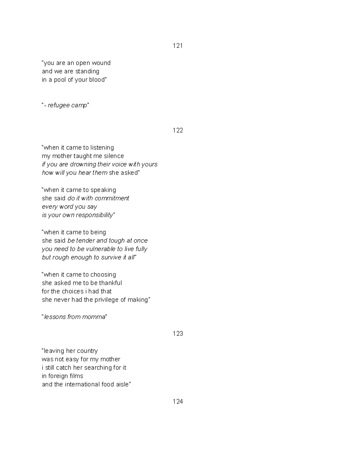 The Sun And Her Flowers Kaur Pages 121130 121 “you are an open wound