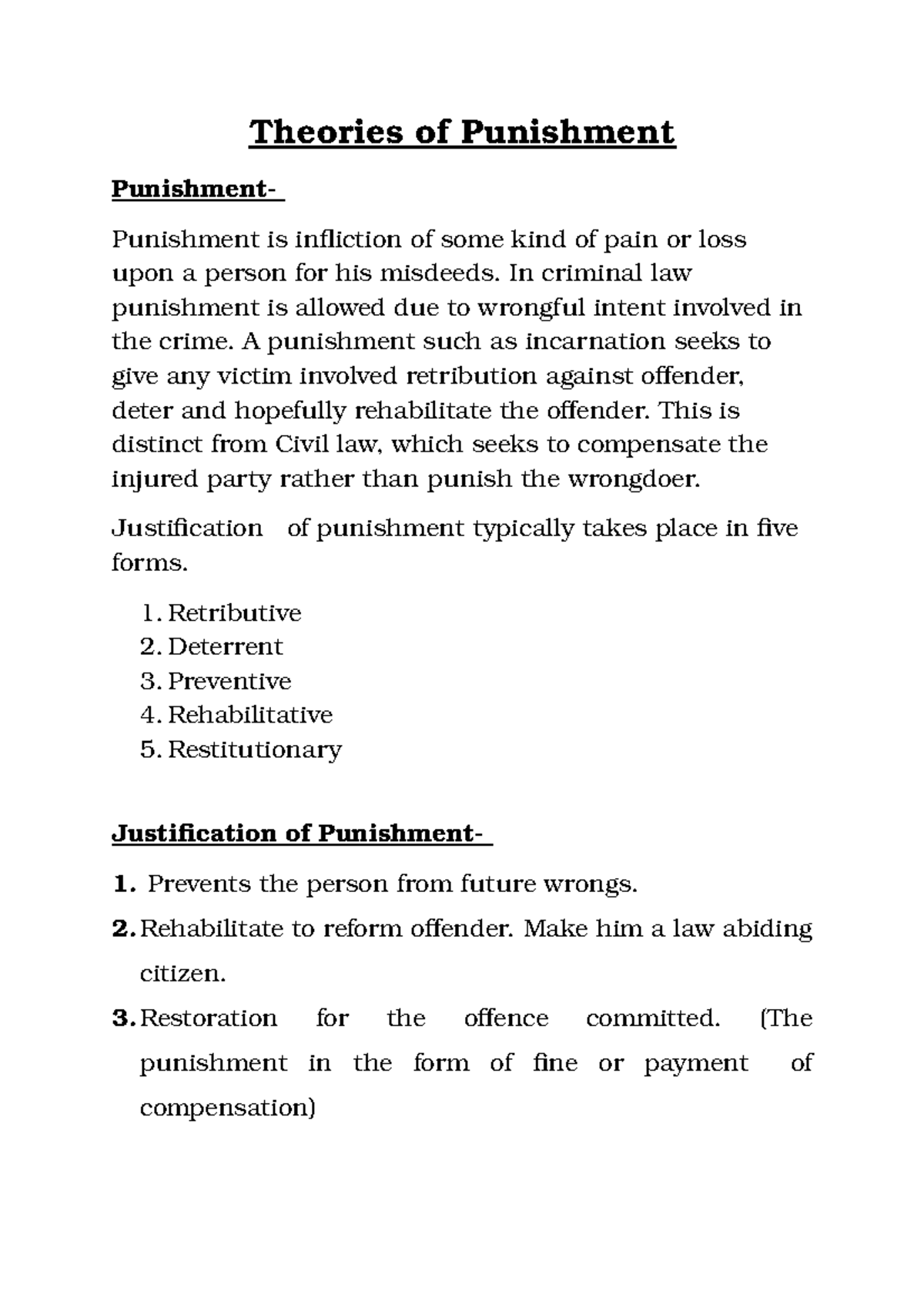 TheoriesofPunishment Theories of Punishment Punishment Punishment