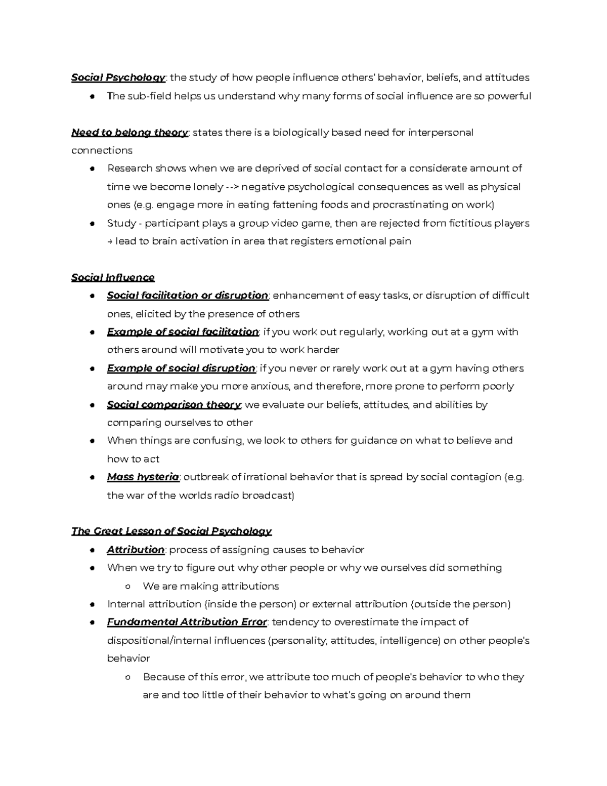 Foundations of Psychology Exam 4 (final) Lecture Notes - Social ...