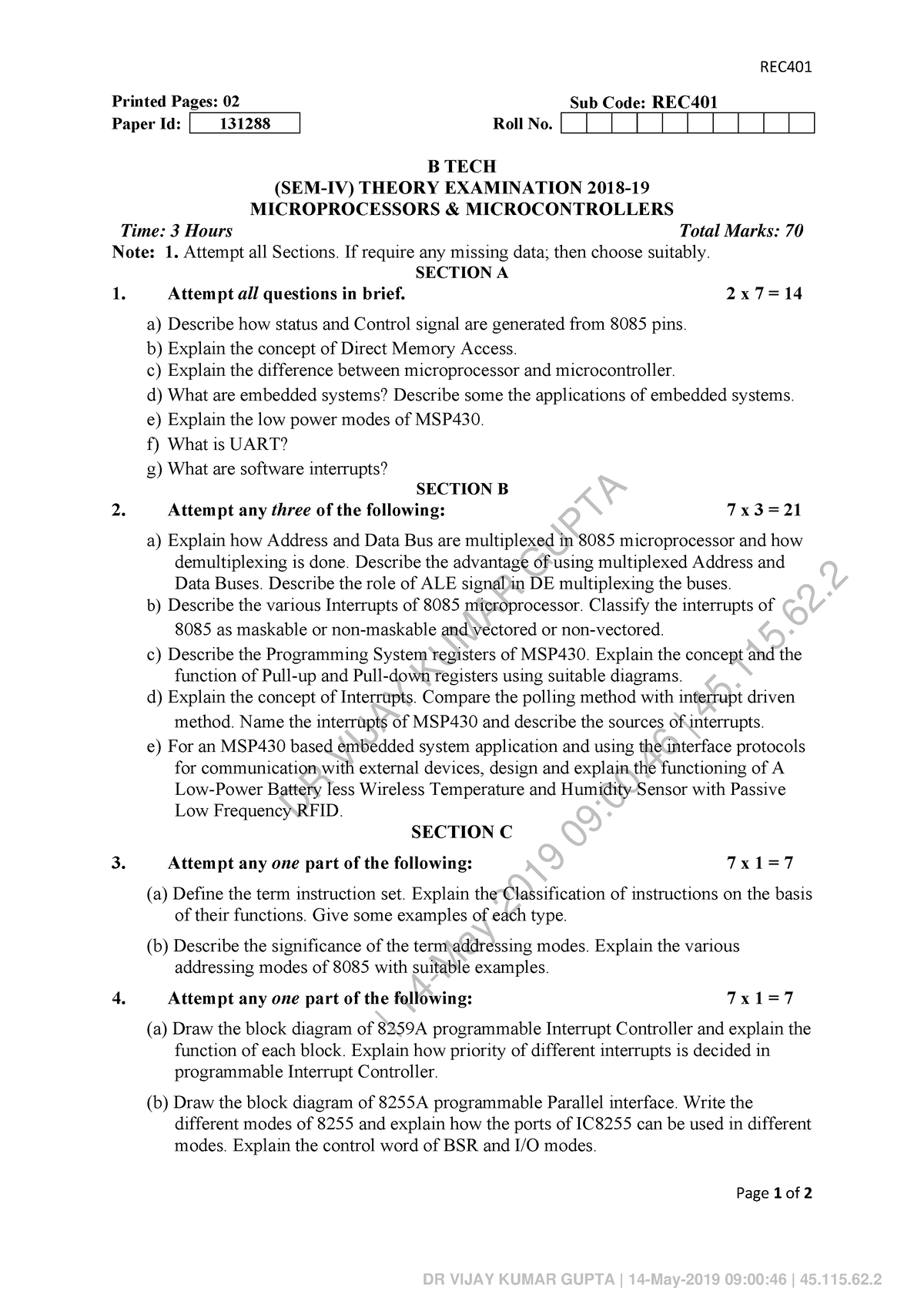 Microprocessors Microcontrollers REC 401 - DR VIJAY KUMAR GUPTA | 14 ...