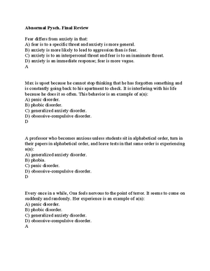 Untitled document - Study guide Exam 1 - CHAPTER: 1 ABNORMAL PSYCHOLOGY ...