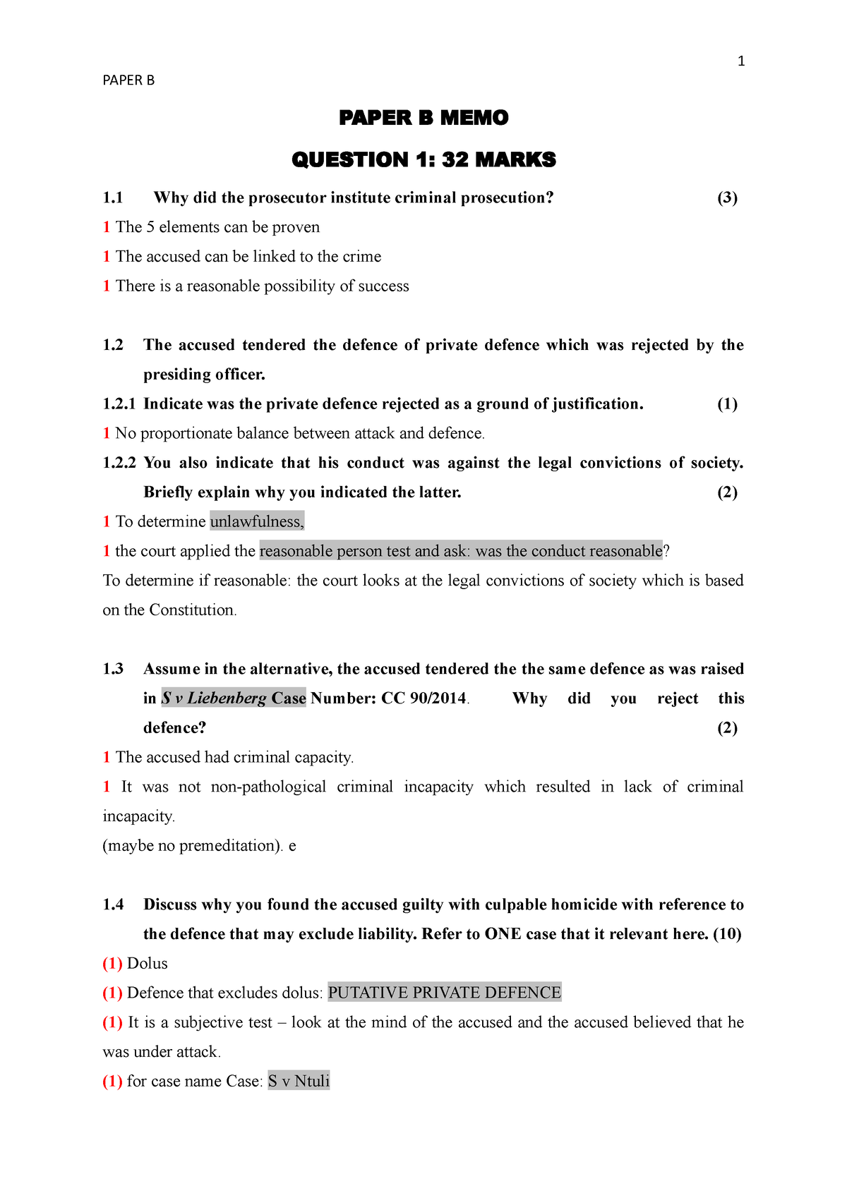 Paper B MEMO Semester Test 2 2023 - PAPER B PAPER B MEMO QUESTION 1 : ...