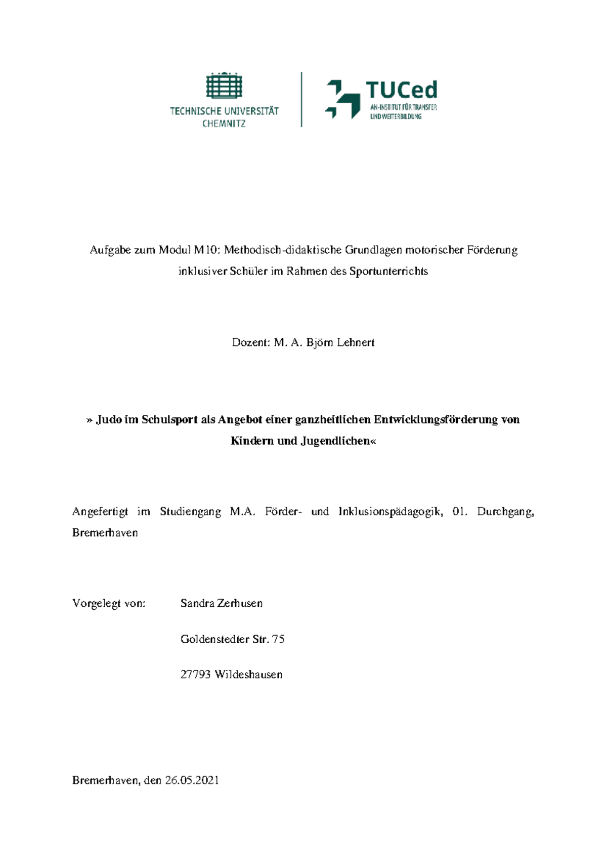 Methodisch-didaktische Grundlagen motorischer Förderung inklusiver ...