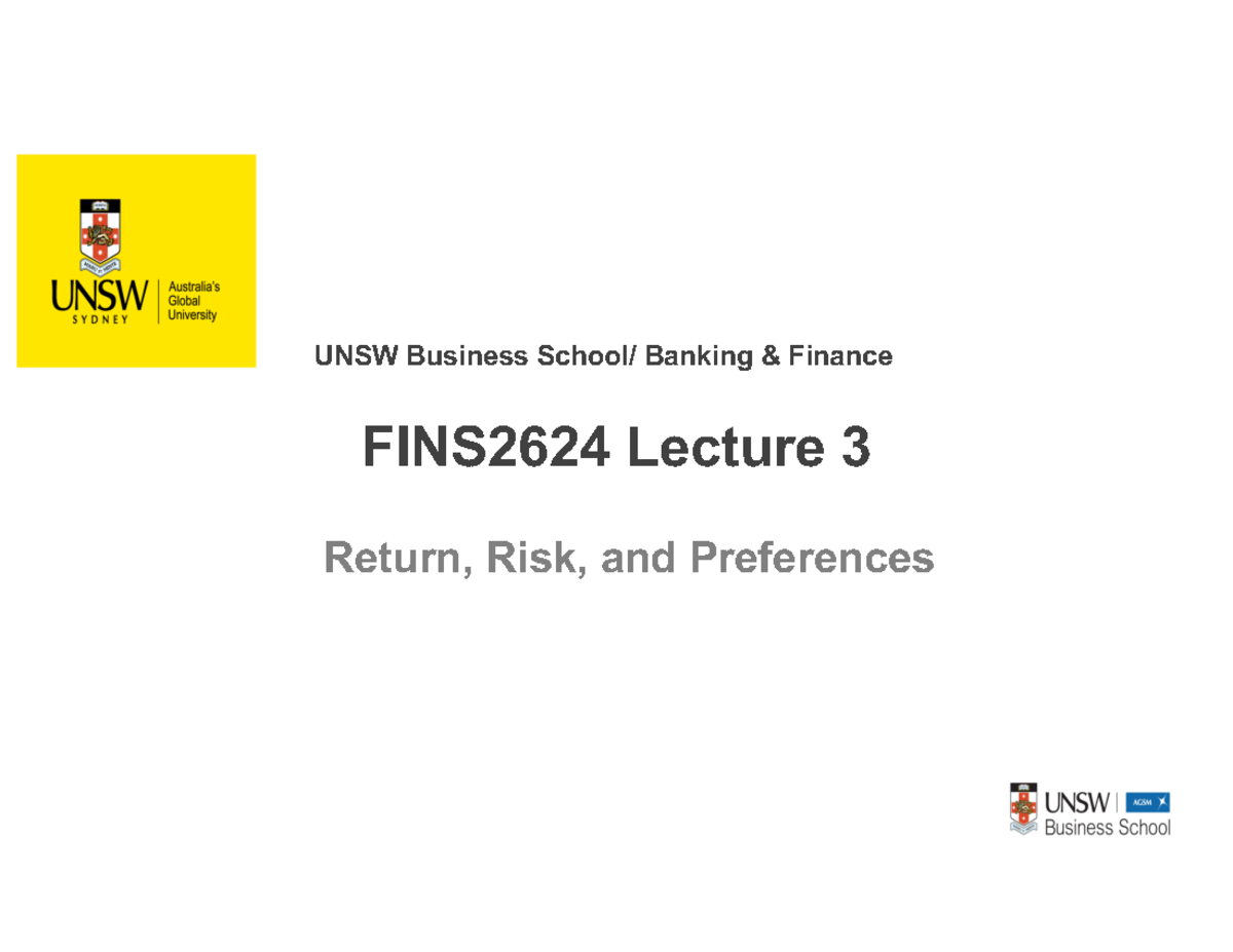 FINS2624 week 3 - practice slides week 3 - UNSW Business School ...