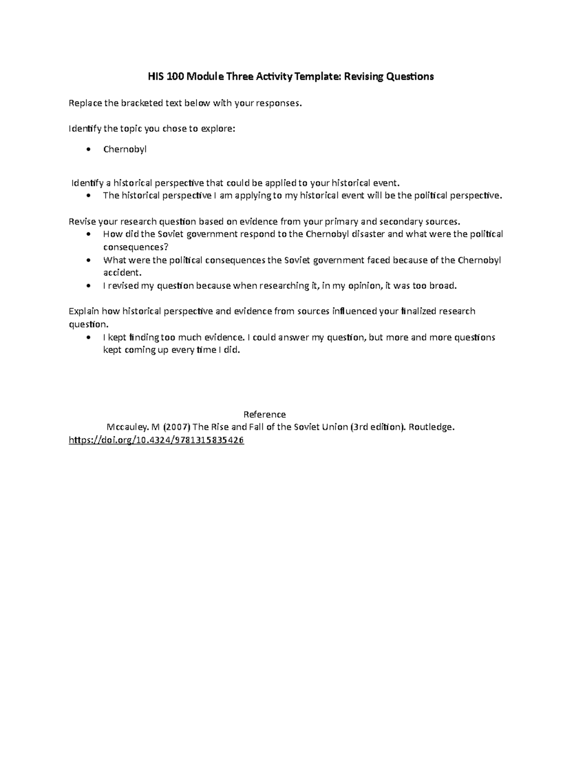 HIS-100-module 3- Revisimng Research Quetion - HIS 100 Module Three ...