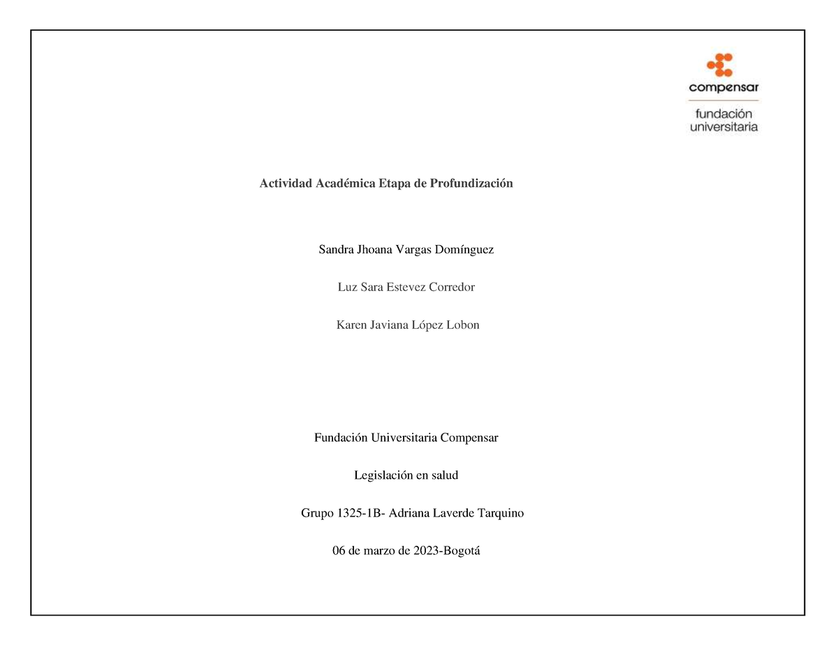 Actividad DE Profundizacion Legislacion EN Salud - Actividad Académica ...