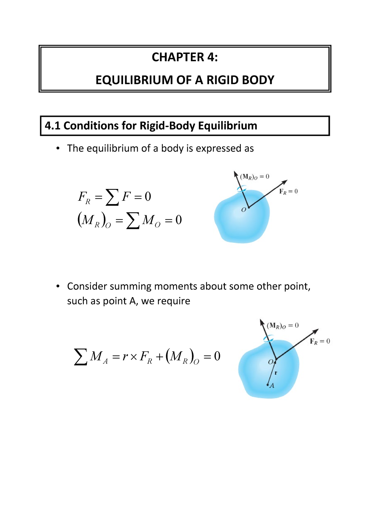 Chapter 4 Nota Baru - Notes - CHAPTER 4: EQUILIBRIUM OF A RIGID BODY 4 ...