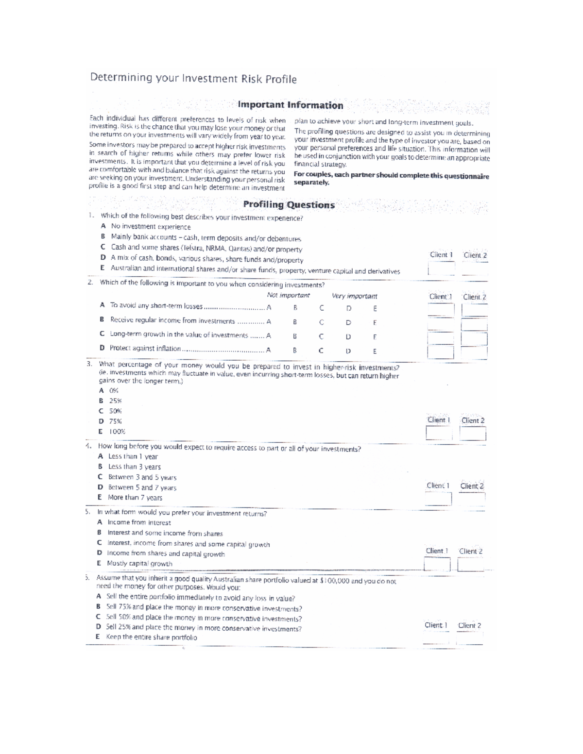 Determining Risk Investment Profile - 200627 - Studocu