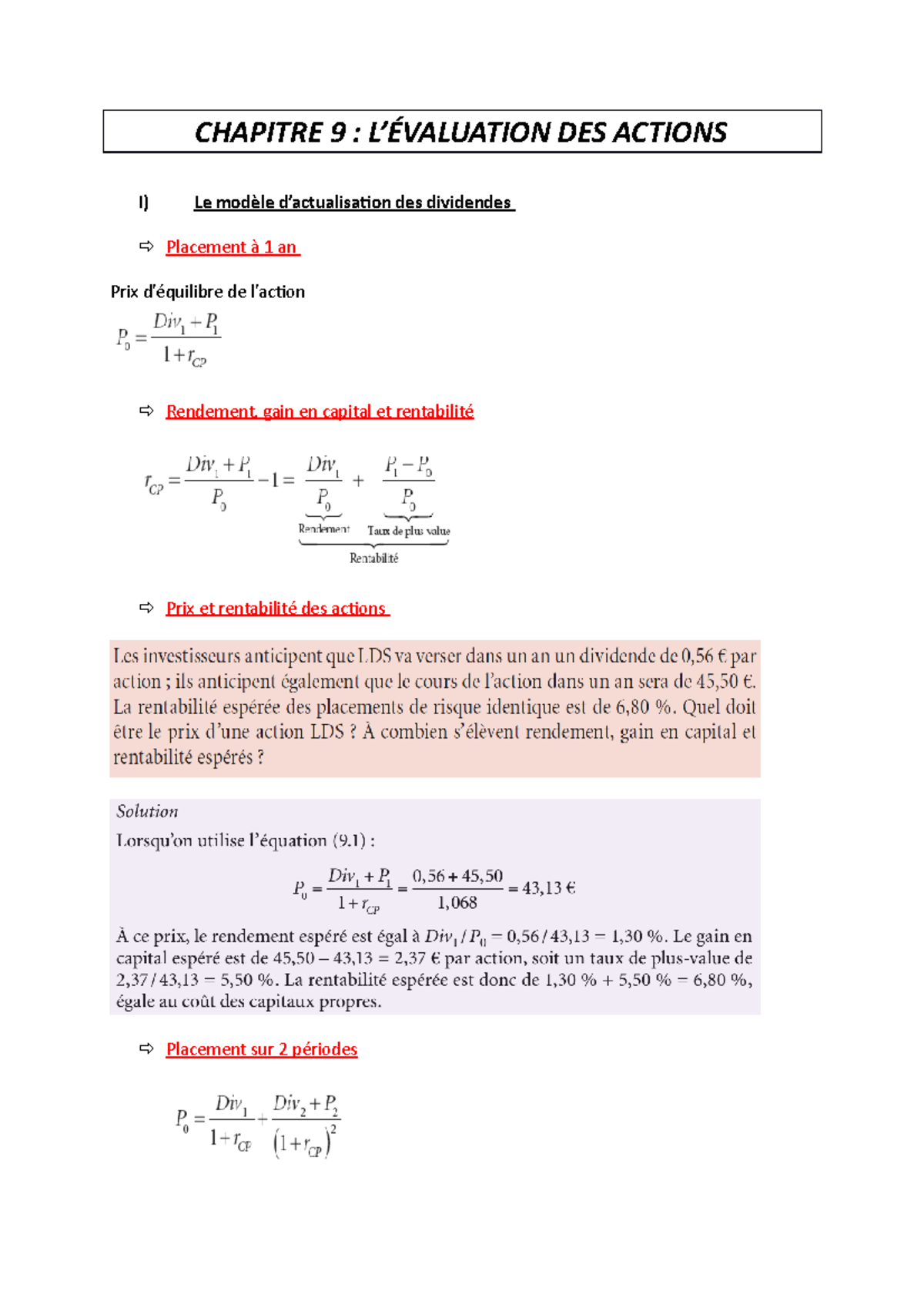 DIF-session-4 - CHAPITRE 9 : L’ÉVALUATION DES ACTIONS I) Le Modèle D ...