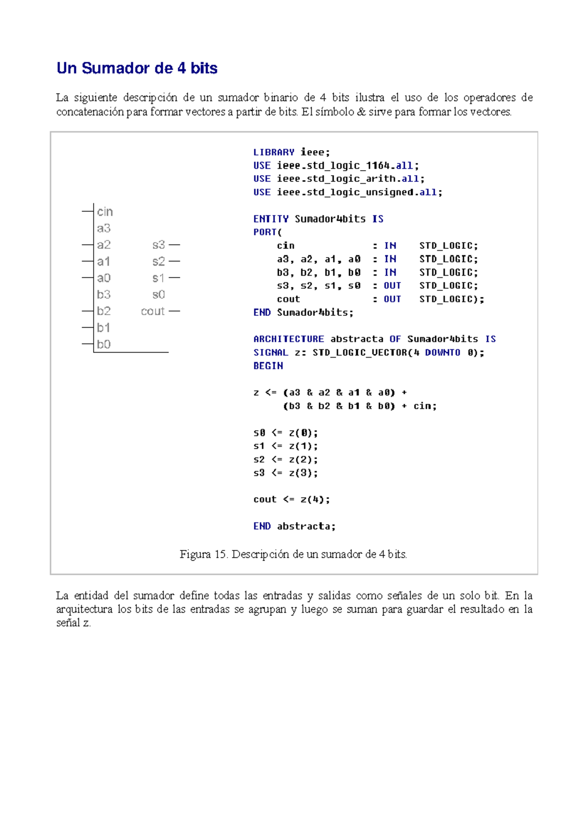 Un Sumador de 4 bits VHDL - Un Sumador de 4 bits - Studocu
