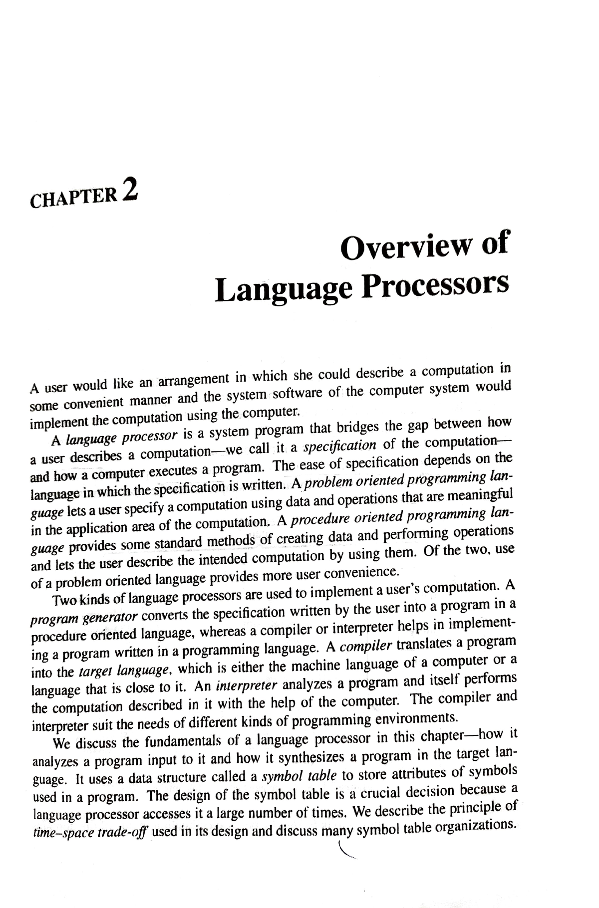 Language Processor -SP - CHAPTER Overview Of Language Processors Auser ...