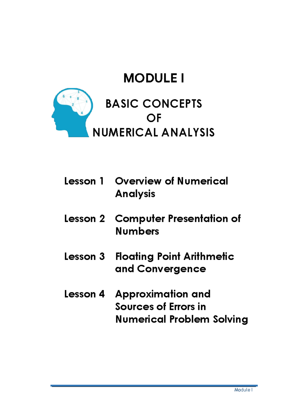 Module I Basic Concepts Of Numerical Methods Module I Basic Concepts