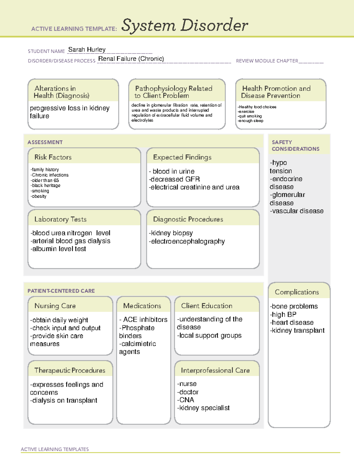 Chronic Kidney Faillure - Active Learning Templates System Disorder 