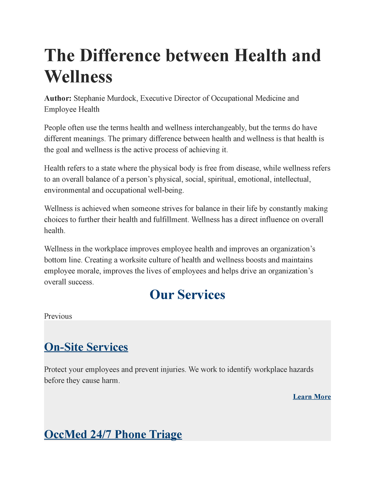 what is the relationship between health and wellness essay