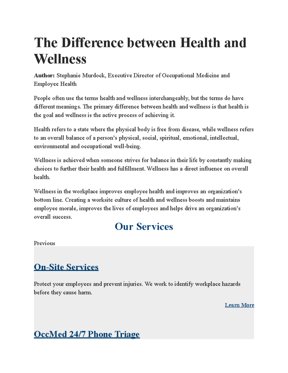 relationship between health and wellness essay