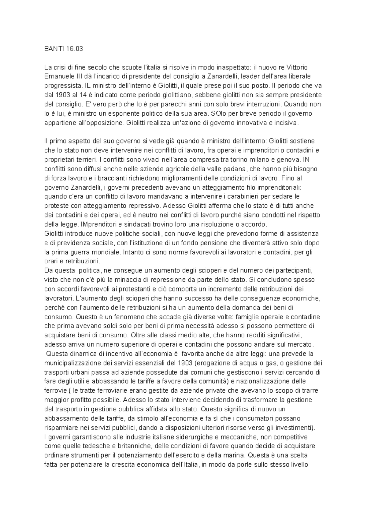 Banti 16 - Appunti 6 - BANTI 16. La Crisi Di Fine Secolo Che Scuote L ...