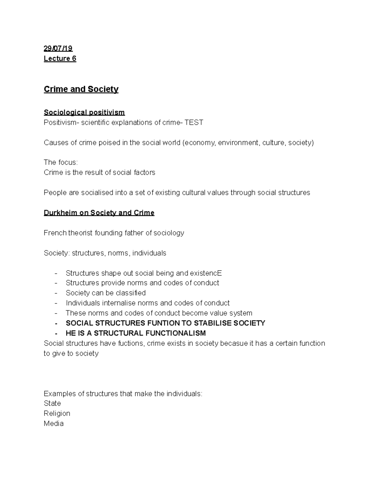 CRIM111-Lecture 7 - crim - 29/07/19Lecture 6 Crime and Society ...
