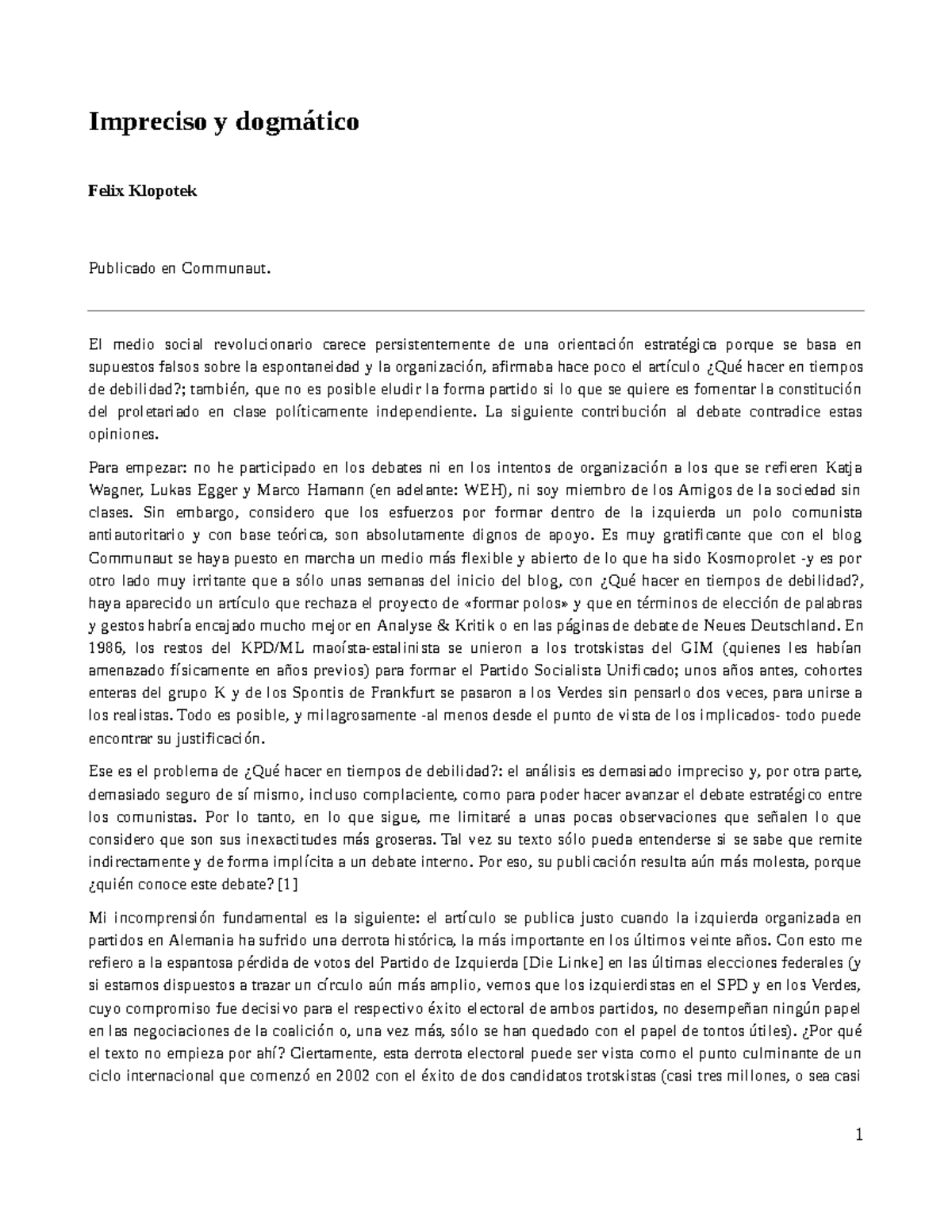 2 Impreciso-y-dogmatico - Impreciso y dogmático Felix Klopotek ...