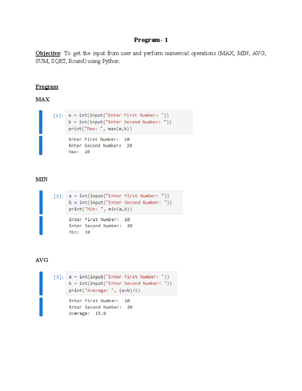 DA Lab File-data anlytics - Program- 1 Objective: To get the input from ...
