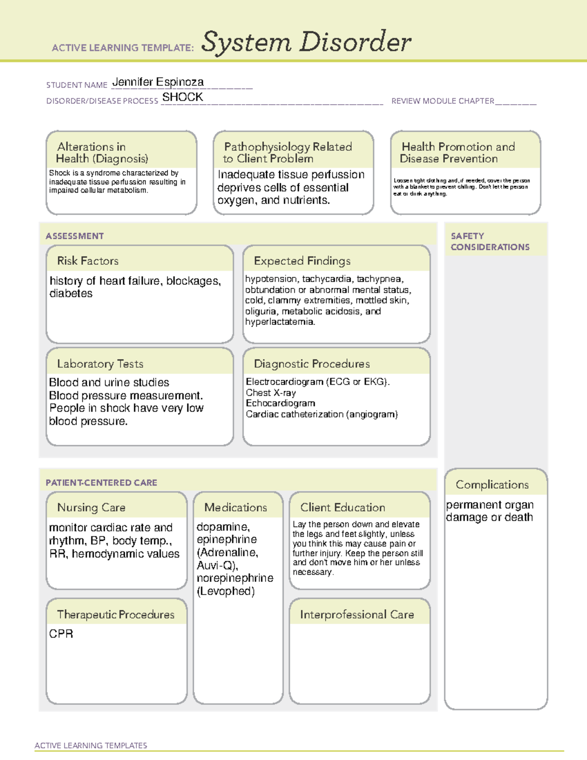 CM shock - concept map - ACTIVE LEARNING TEMPLATES System Disorder ...