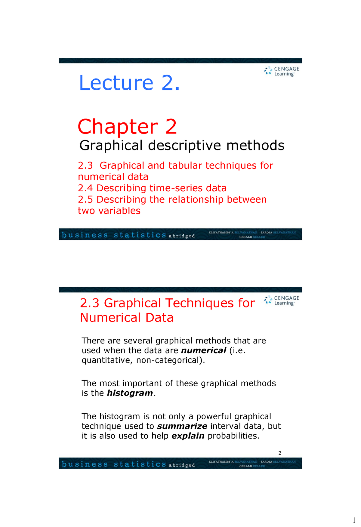 Lecture 2 Ch02.2 - Slide - Chapter 2 Graphical Descriptive Methods 2 ...