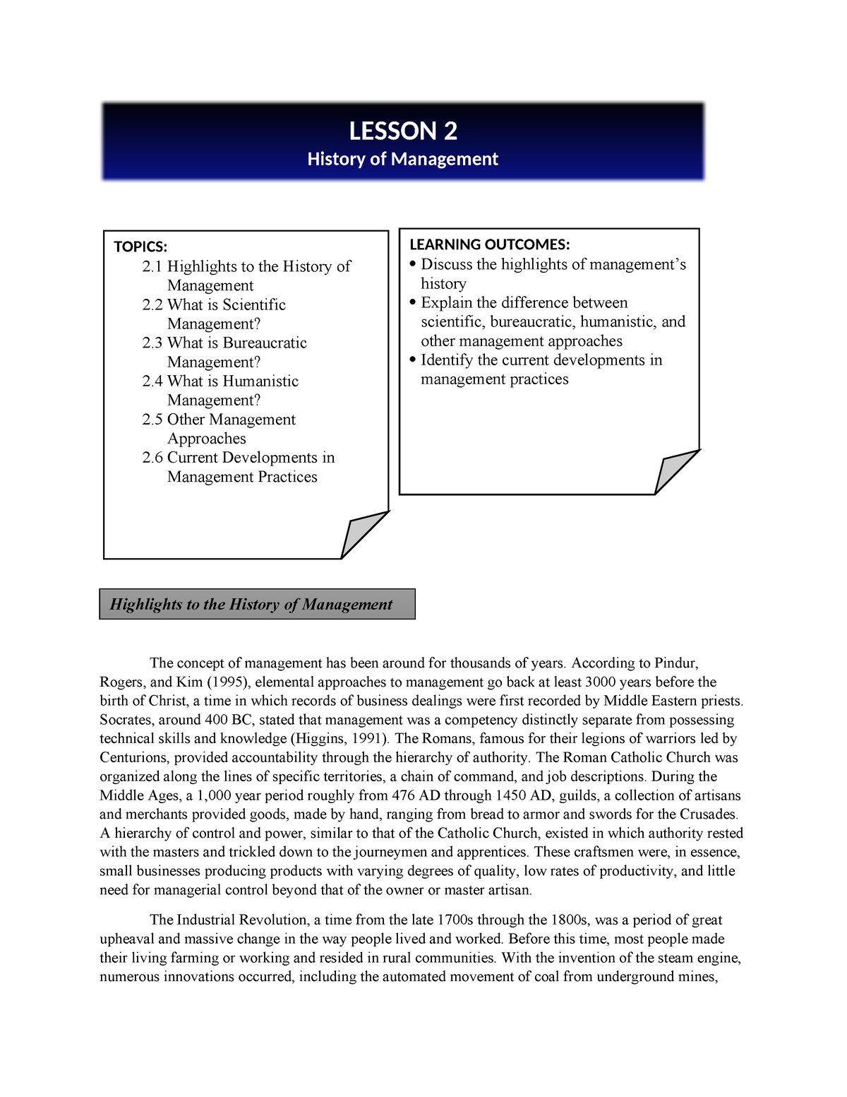 POM-Lesson-2 - Summary BS Accountancy - The concept of management has ...