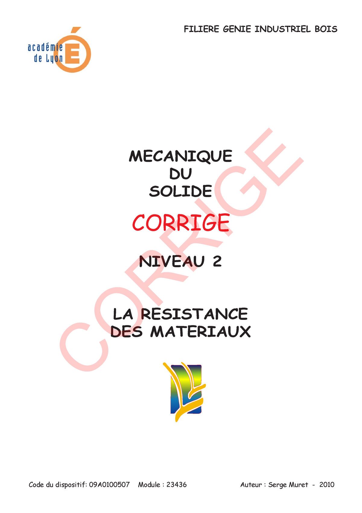 Exercices Corrigés RDM - MECANIQUE DU SOLIDE NIVEAU 2 LA RESISTANCE DES ...