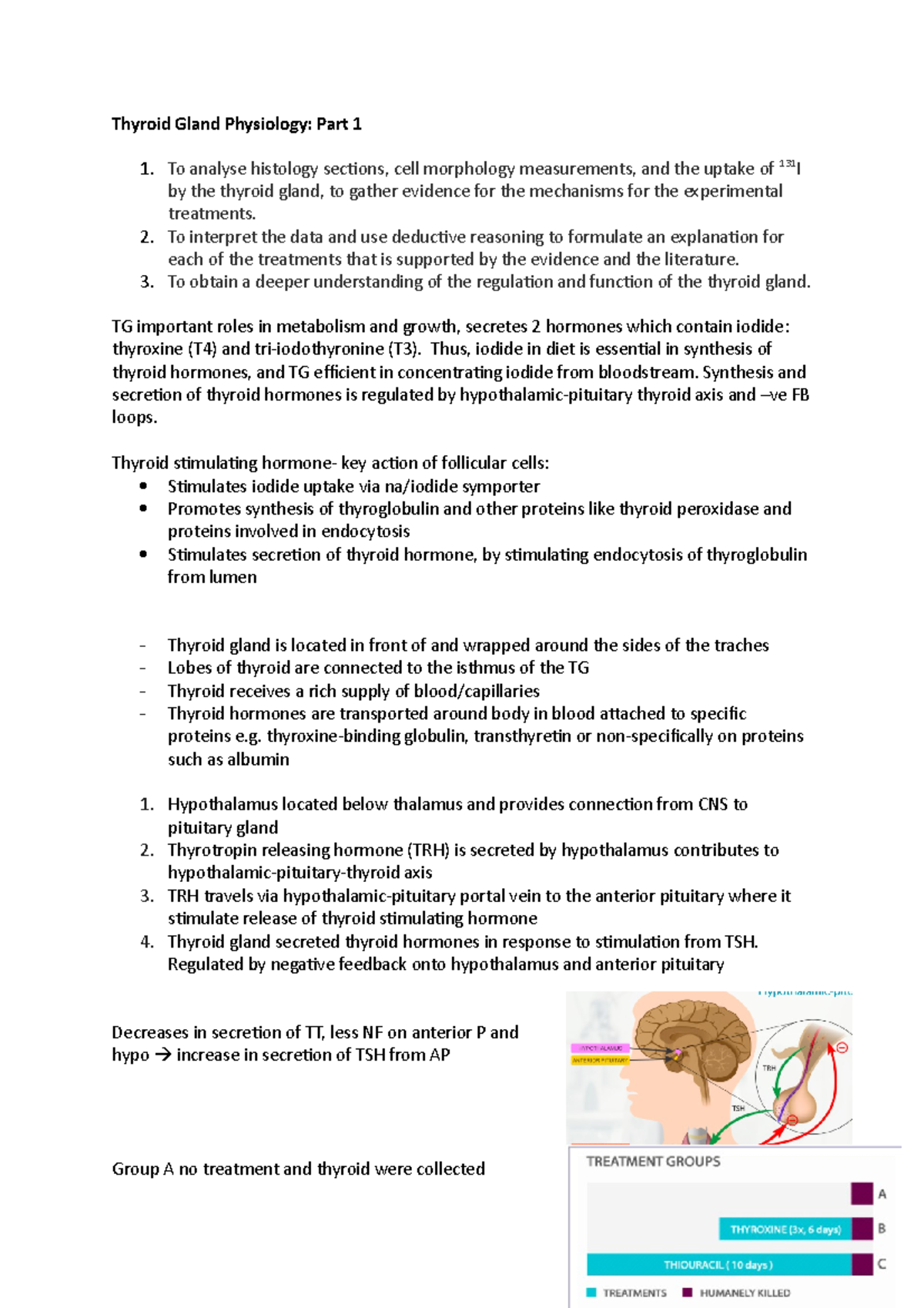 Physl Lab Notes - Thyroid Gland Physiology: Part 1 To analyse histology ...