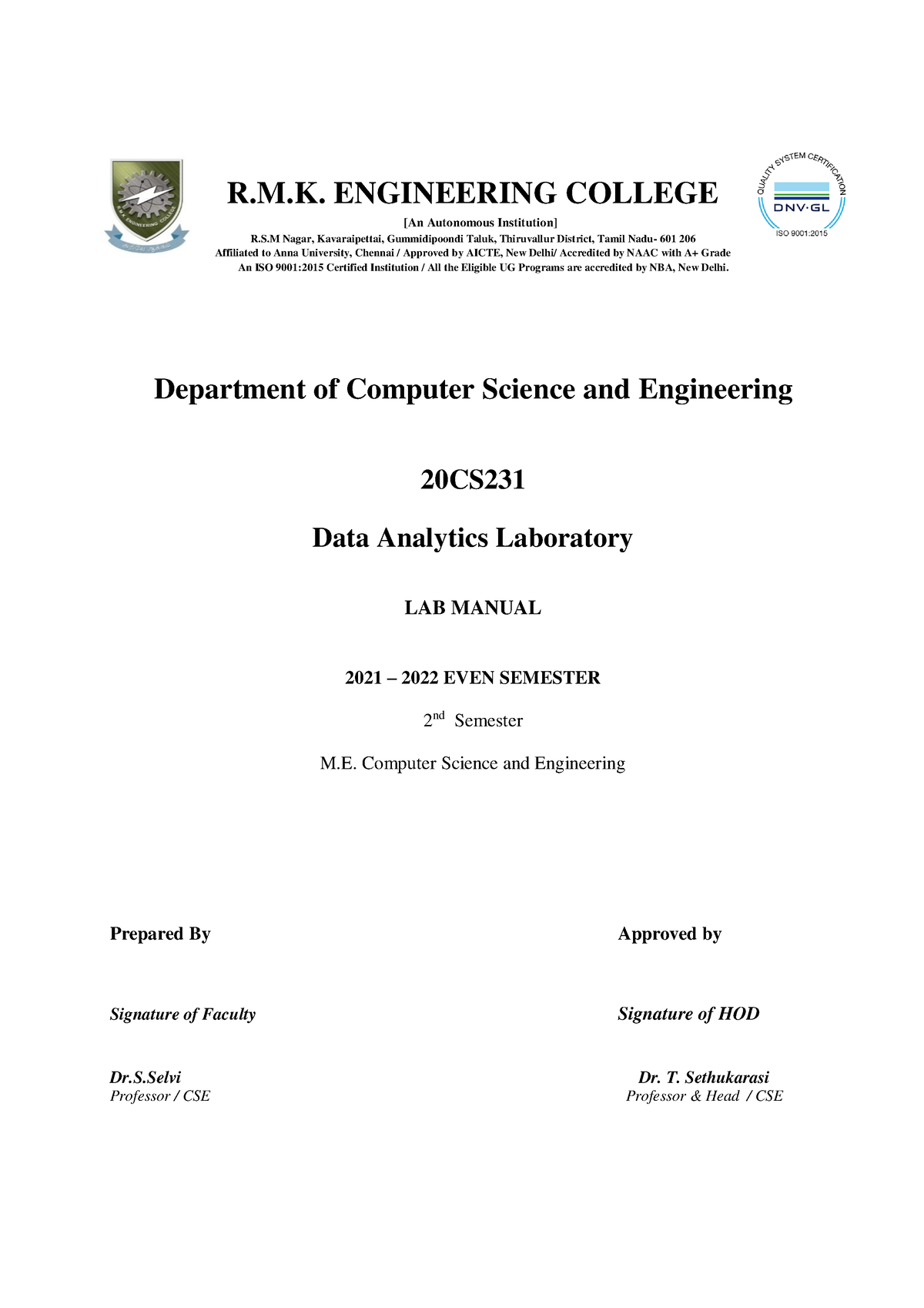 20CS231 Data Analytics Lab Manual - R.M. ENGINEERING COLLEGE [An ...