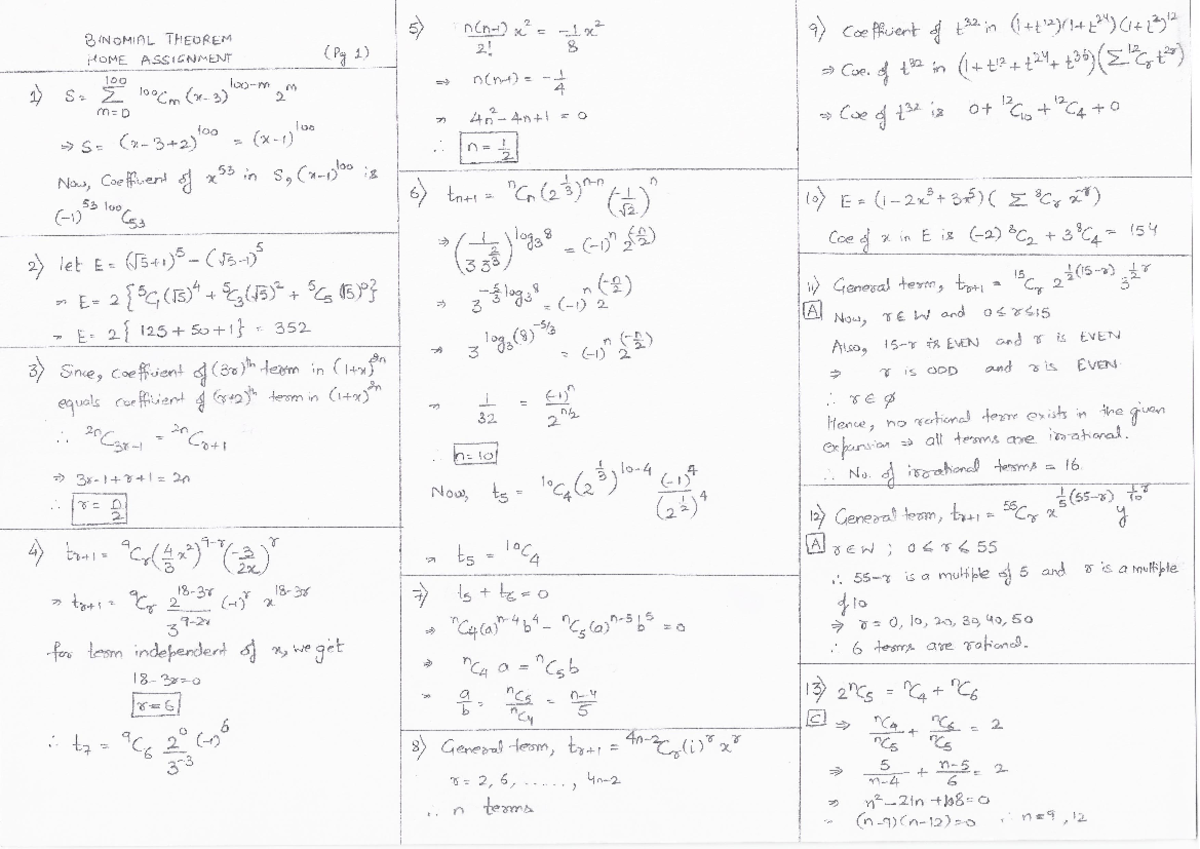 Binomial Theorem Booklet Solution - Software Project Management - Studocu