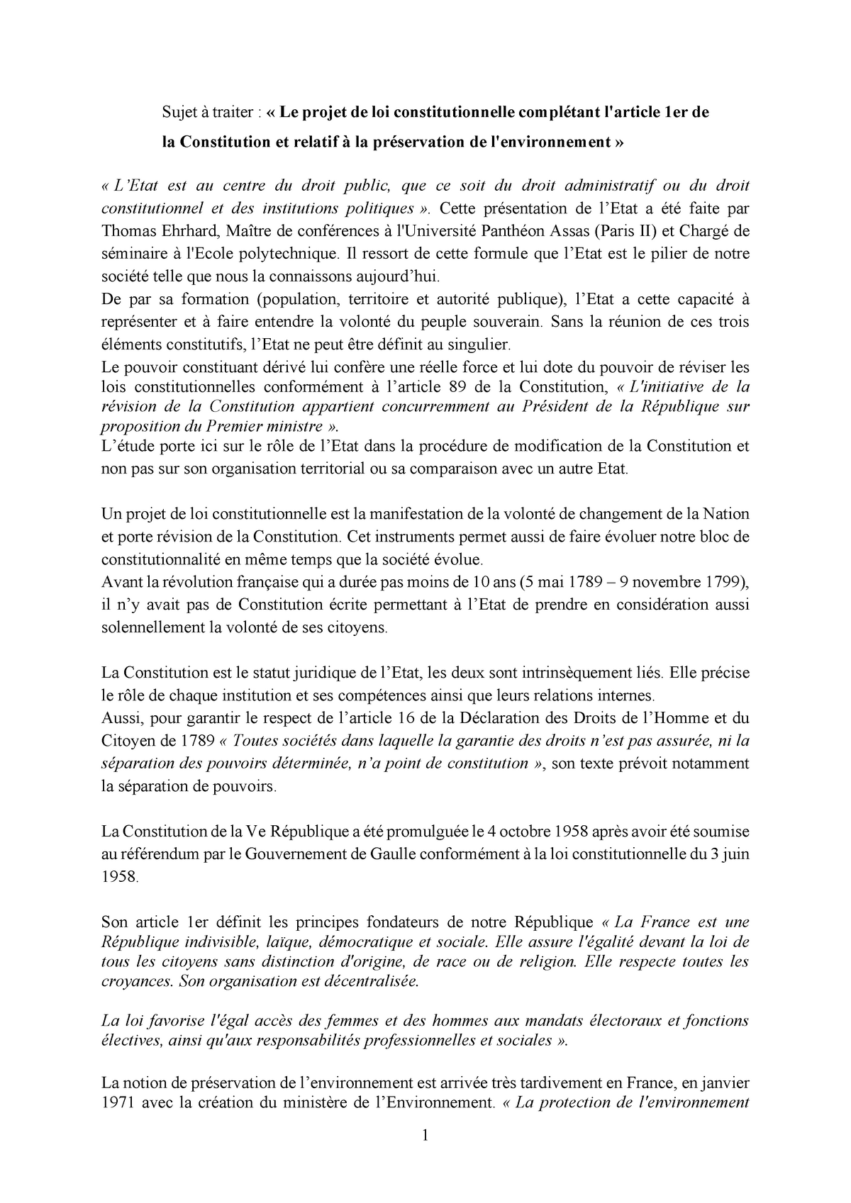 sujet de dissertation droit constitutionnel