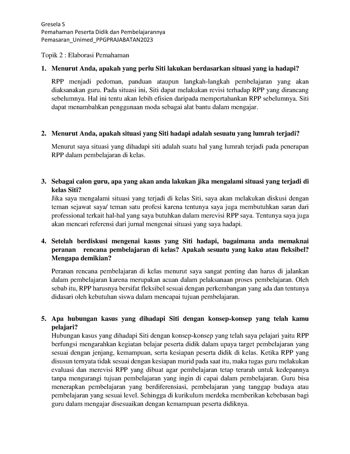 Topik 2 Elaborasi Pemahaman - Gresela S Pemahaman Peserta Didik Dan ...