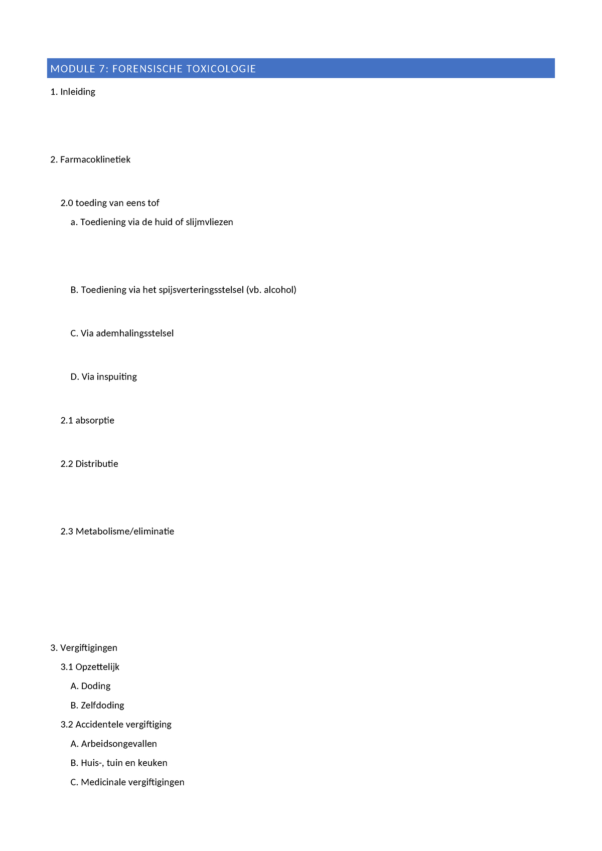 Les 8 Gerechtelijke Geneeskunde - MODULE 7: FORENSISCHE TOXICOLOGIE ...