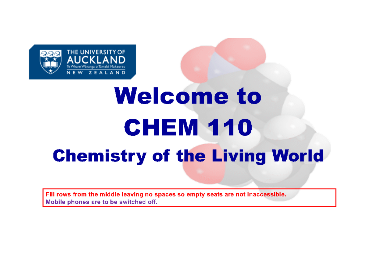 CHEM110 2020 Intro Lecture - Welcome To CHEM 110 Chemistry Of The ...