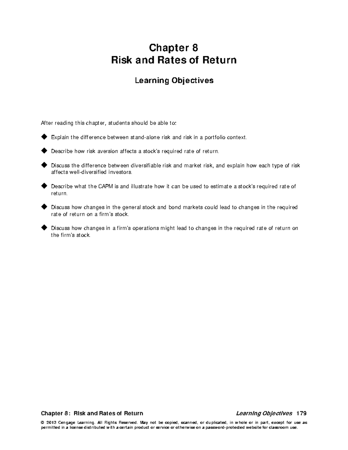 Chapter 8 Risk And Rates Of Return Learn - All Rights Reserved. May Not ...