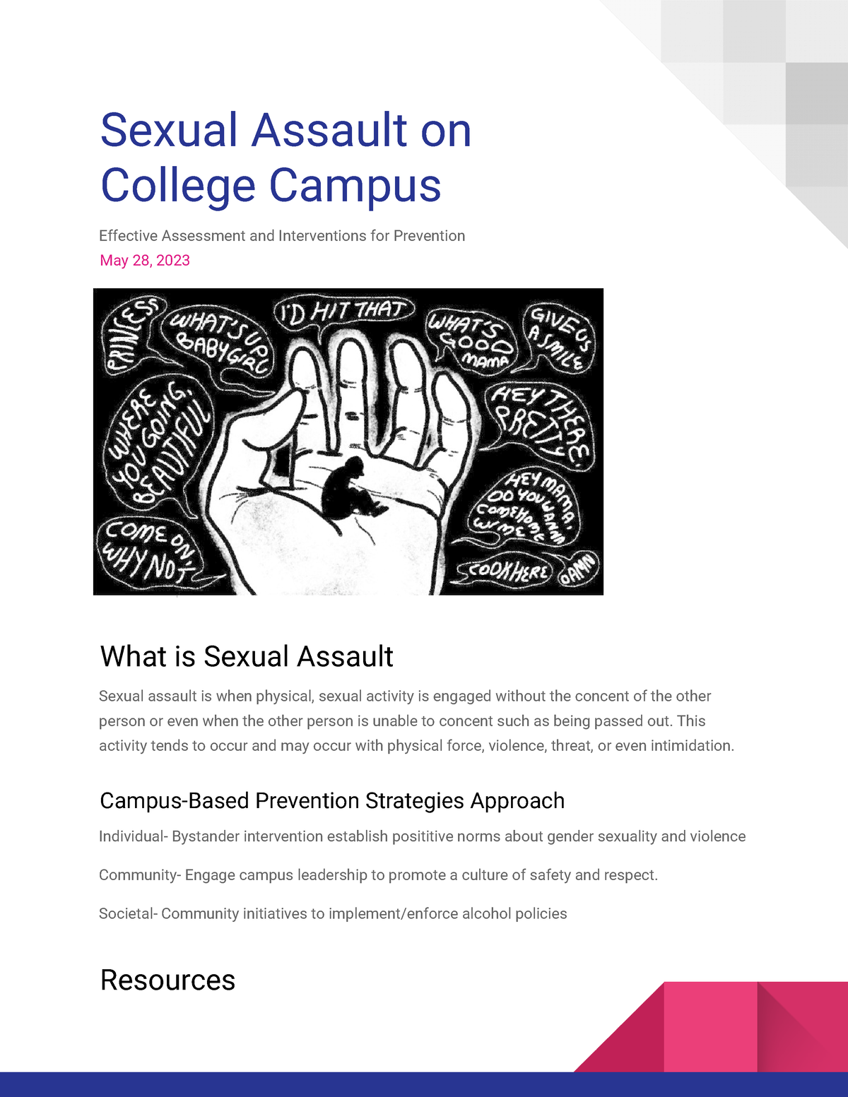 Brochure 4 1 Work Sexual Assault On College Campus Effective Assessment And Interventions 4782