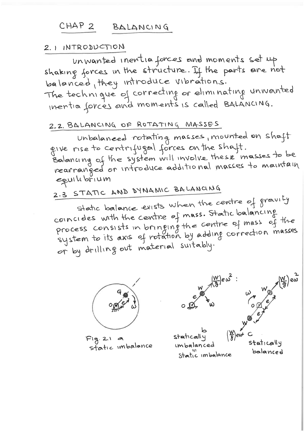 CHAP 2 Balancing - Mechanics Of Machines Lecture Notes - Studocu