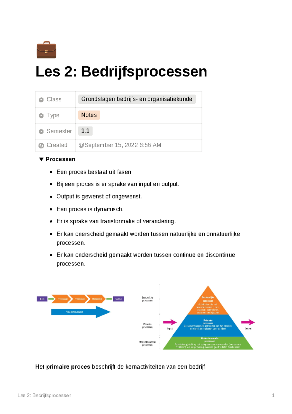 Les 2 Bedrijfsprocessen - ª Les 2: Bedrijfsprocessen Class Grondslagen ...