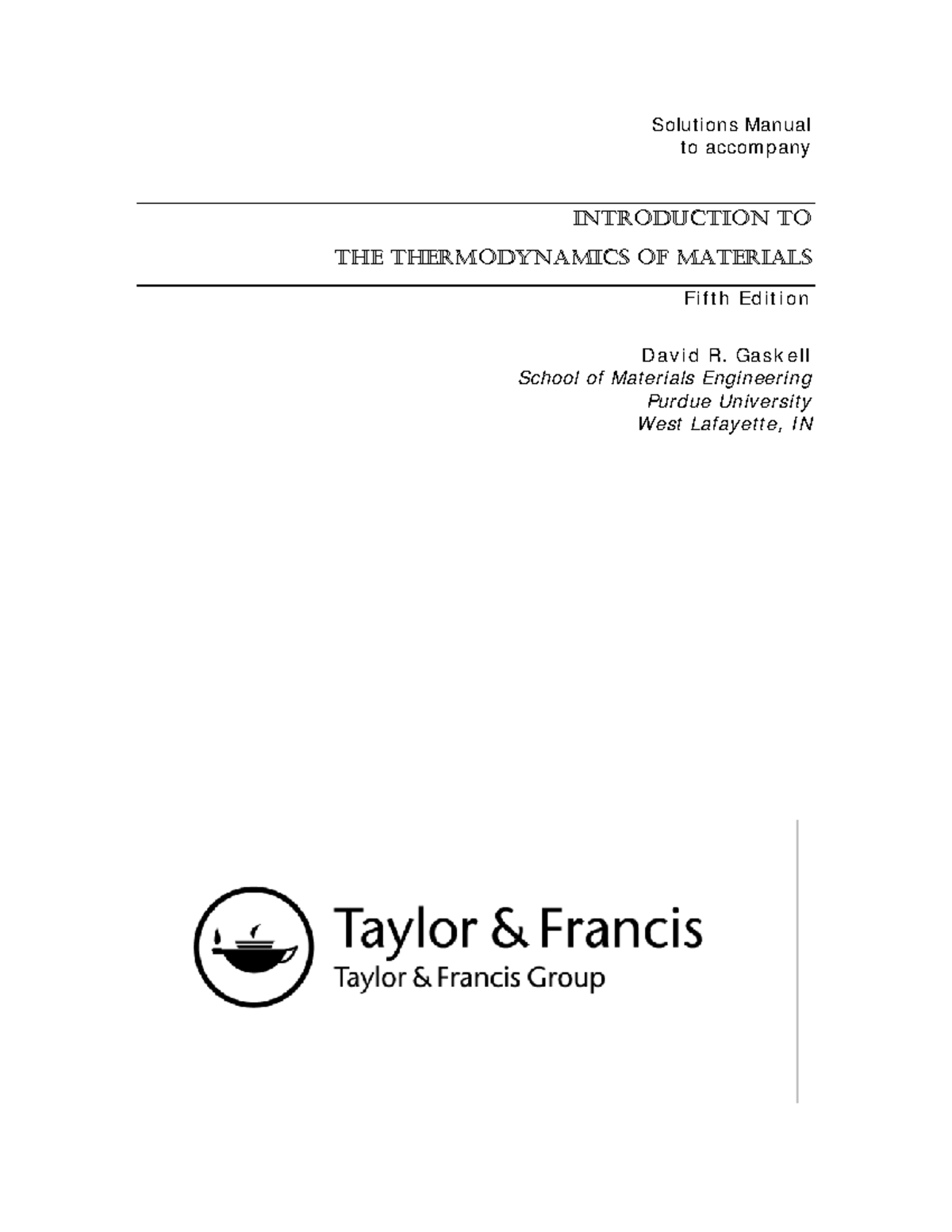 David R. Gaskell - Introduction To The Thermodynamics Of Materials ...