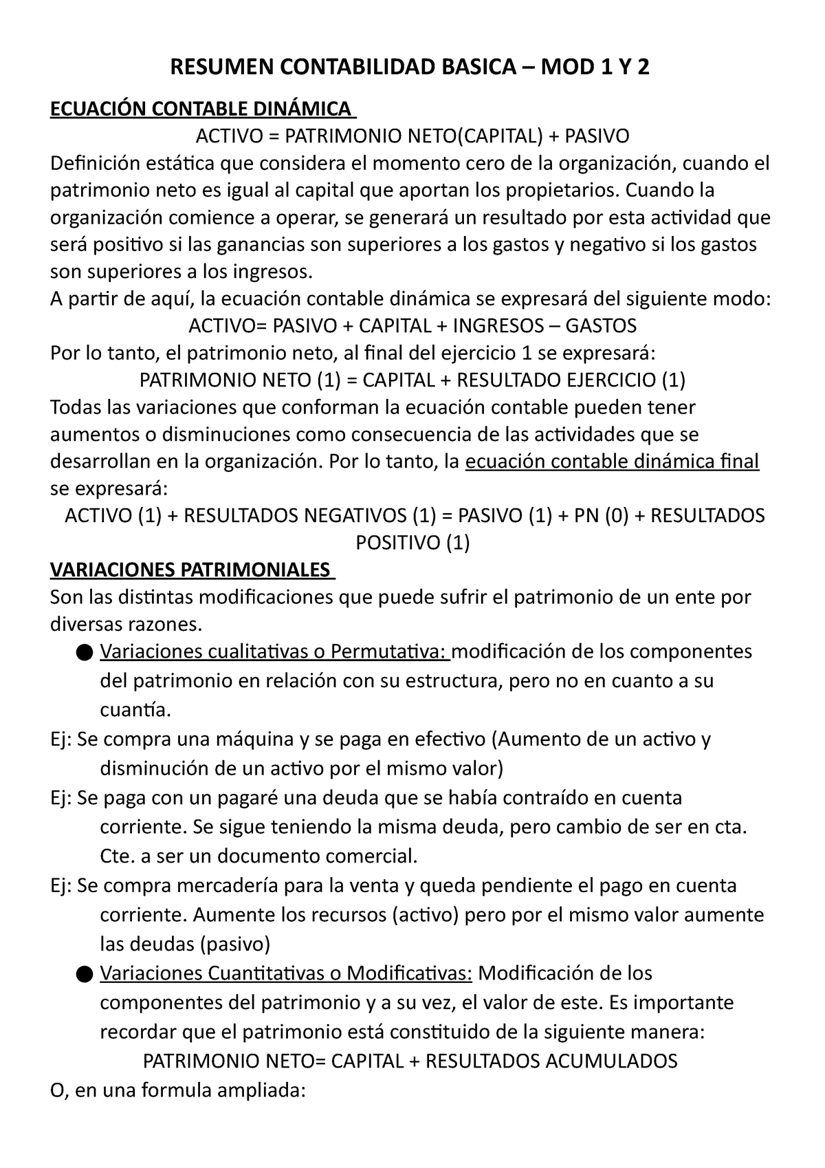 Resumen Contabilidad Basica Mod 1 Y 2 Resumen Contabilidad Basica Mod 1 Y 2 EcuaciÓn 4135